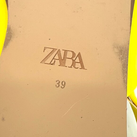 Zara Pointy Toe Slingback Flats with Rhinestone Embellishment Yellow 39 US 8 - Picture 7 of 9